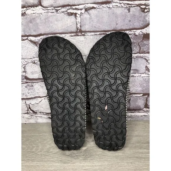 BIRKENSTOCK PAPILLIO Black White Leather Footbed Sandals Women’s Sz 38EU/7.5M US