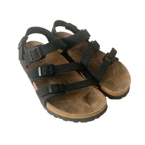 Birki’s Ellice Leather Black Sandals Women Size 7 Gorpcore Hiking Outdoor NWOB