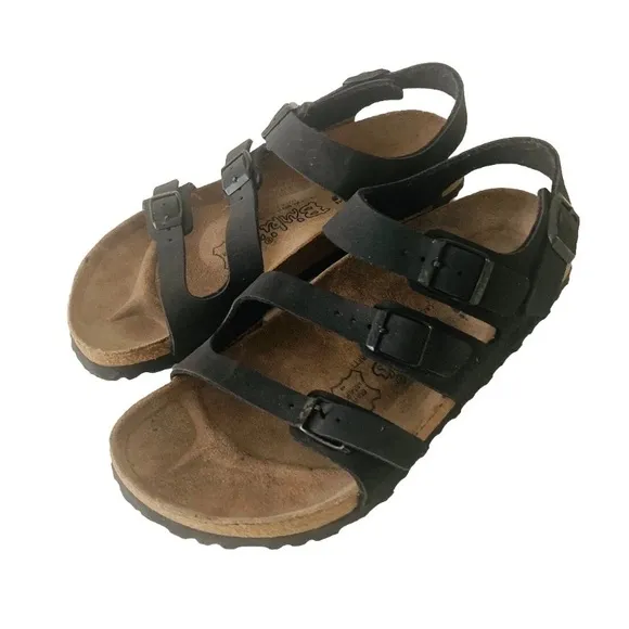 Birki’s Ellice Leather Black Sandals Women Size 7 Gorpcore Hiking Outdoor NWOB