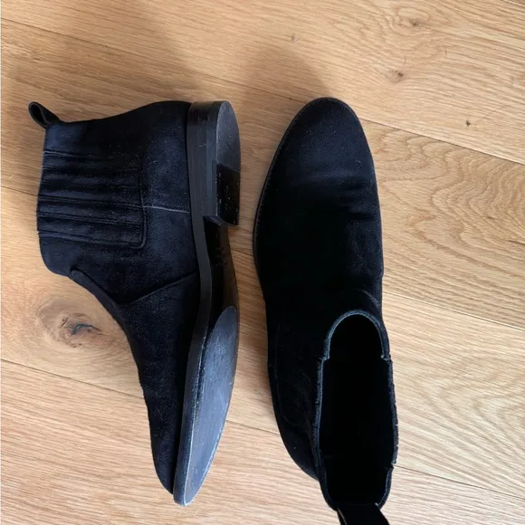 black suede ankle boots, worn once. too small :-(so cute, almost new condition.