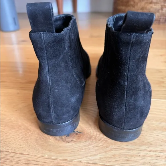 black suede ankle boots, worn once. too small :-(so cute, almost new condition.