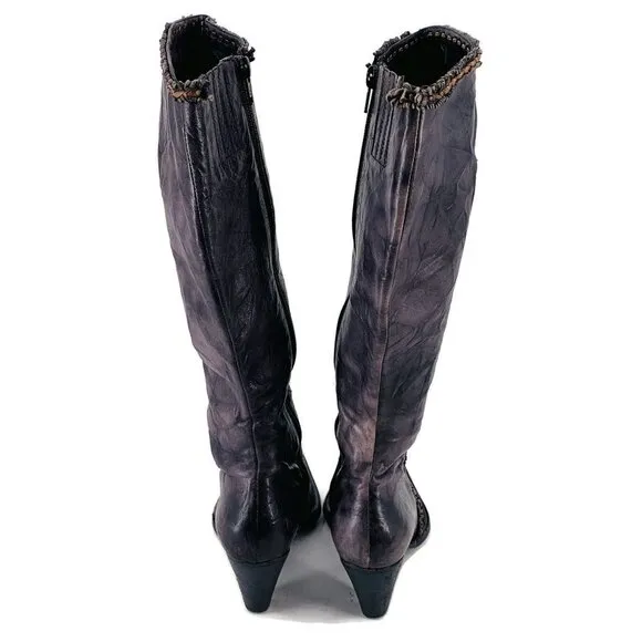 BLAY Gray Leather Knee High Boots Size 38
