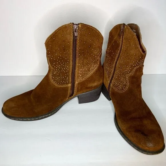 🤎b.o.c.🤎 leather suede boots cowgirl rivets s. 8