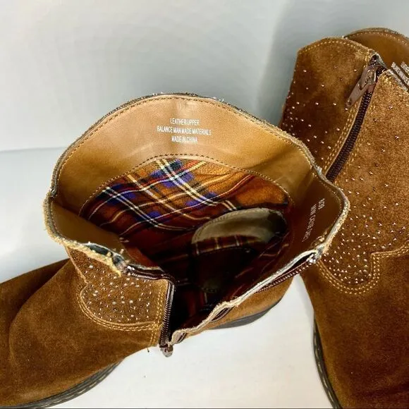 🤎b.o.c.🤎 leather suede boots cowgirl rivets s. 8