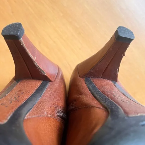 Bolo by BORN Tall Leather Brown High Heel Boots With Side Zipper.  Size 9.