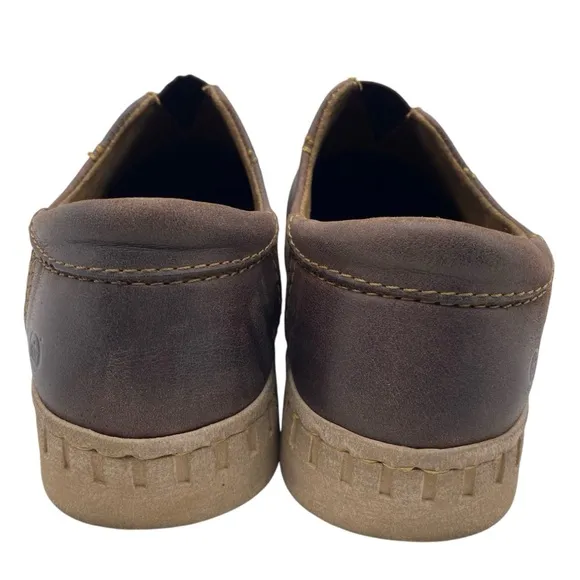 Born Berua Leather Slip On Shoes Sz 8 Brown Leather Flat Casual Comfort Padded