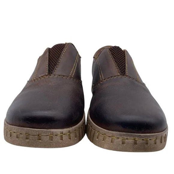 Born Berua Leather Slip On Shoes Sz 8 Brown Leather Flat Casual Comfort Padded