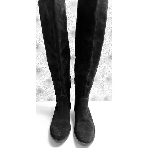 Born black suede over the knee boots