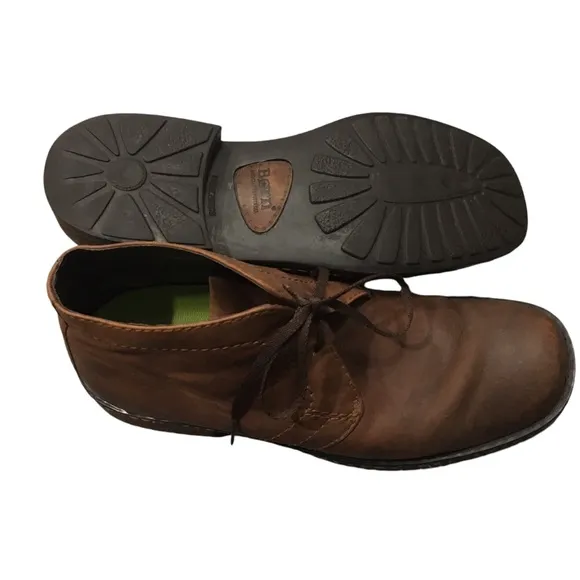 Born Brown Leather&amp; Lining Lace Casual Ankle Boots Shoes 12