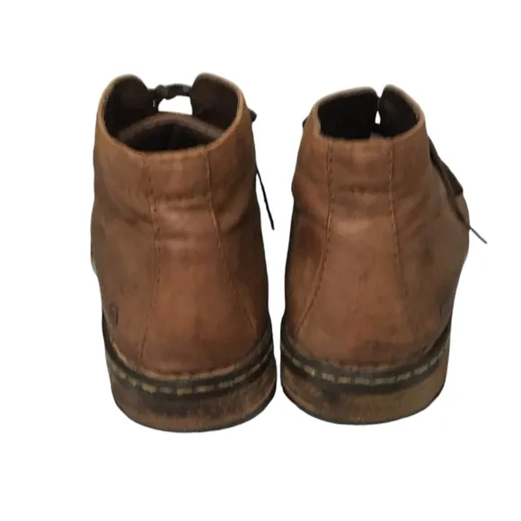 Born Brown Leather&amp; Lining Lace Casual Ankle Boots Shoes 12