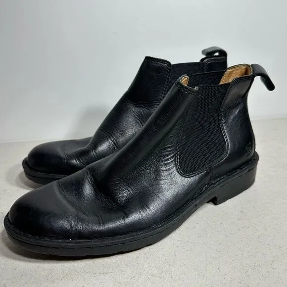 Born Shane Chelsea Shoes Mens 8,5 Black Leather Pull On Casual Comfort Boots