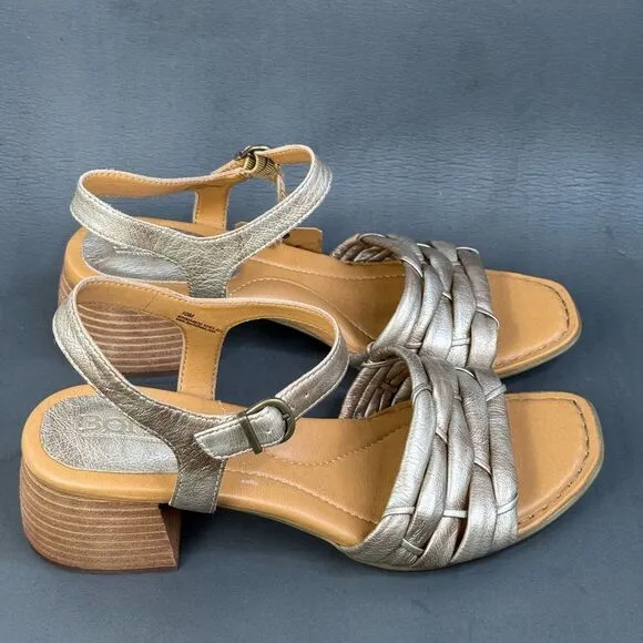 Born Shonie Leather Block Heel Sandals shoes womens size 10