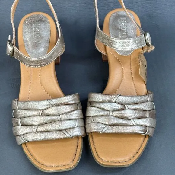 Born Shonie Leather Block Heel Sandals shoes womens size 10