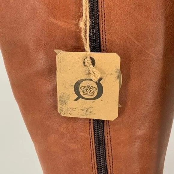 Born Size 6M Brown Cognac Leather Saddler Wide Shaft Tall Boots Side Zip BR11-20