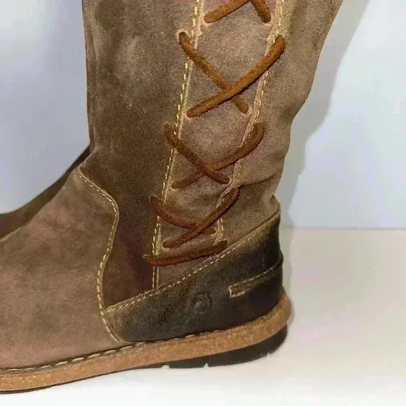 Born Tarla Brown Distressed Suede Leather Lace Up 8.5/40 M/W