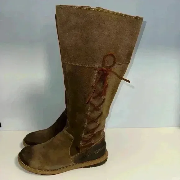 Born Tarla Brown Distressed Suede Leather Lace Up 8.5/40 M/W