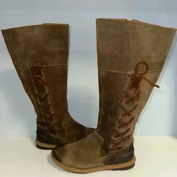 Born Tarla Brown Distressed Suede Leather Lace Up 8.5/40 M/W