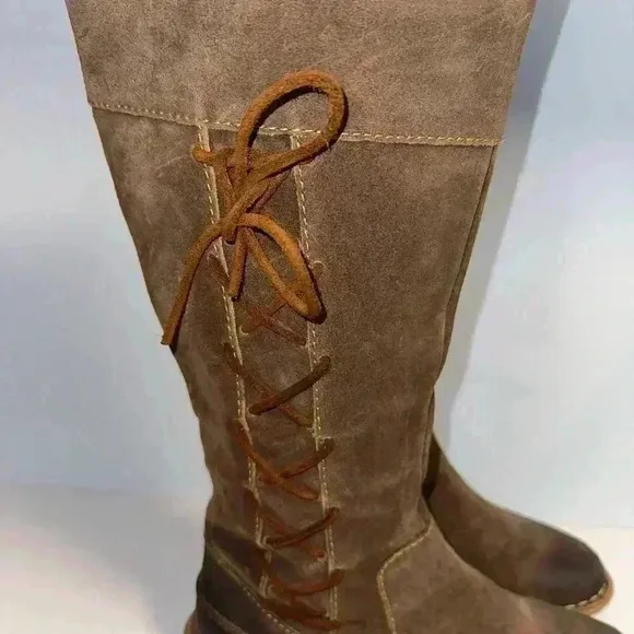 Born Tarla Brown Distressed Suede Leather Lace Up 8.5/40 M/W