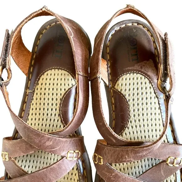 Born Trinidad Breathable Adjustable Strap Leather Sandals In Brown Size 8