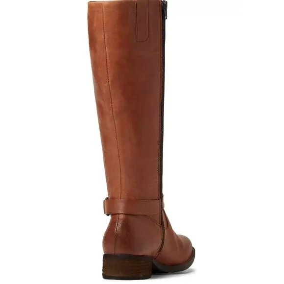 Born Saddler BR0028806 Women's 7.5 Brown Leather Block Heel Riding Boots ZPO1837