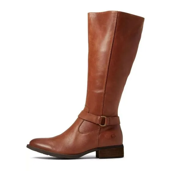 Born Saddler BR0028806 Women's 7.5 Brown Leather Block Heel Riding Boots ZPO1837