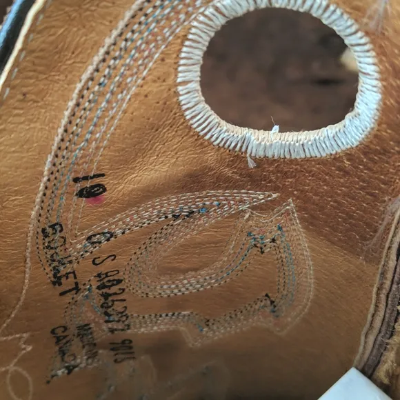 BOULET #9016 chestnut brown leather black wingtip square toe Cowgirl Boot 10 NWT
