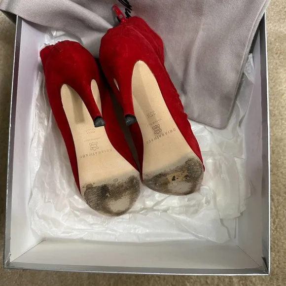 Brian Atwood suede leather boots with hidden platform