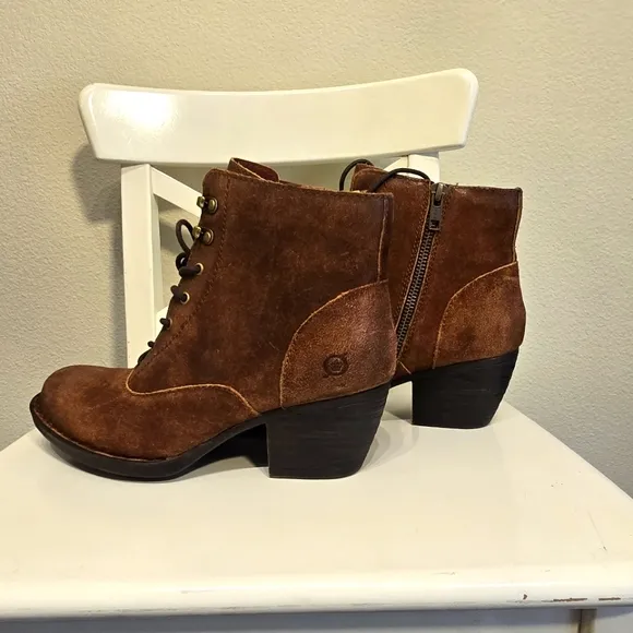 Børn Boots, Brown Lace-Up Ankle Boots, Western, Size 7.5