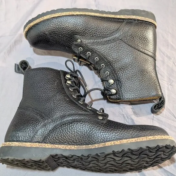Bryson Natural Leather Black Lace Up Combat Boots Size 42