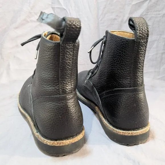 Bryson Natural Leather Black Lace Up Combat Boots Size 42