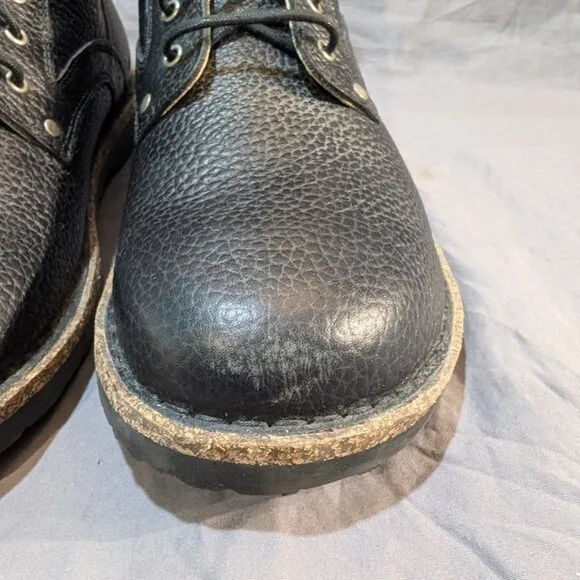 Bryson Natural Leather Black Lace Up Combat Boots Size 42