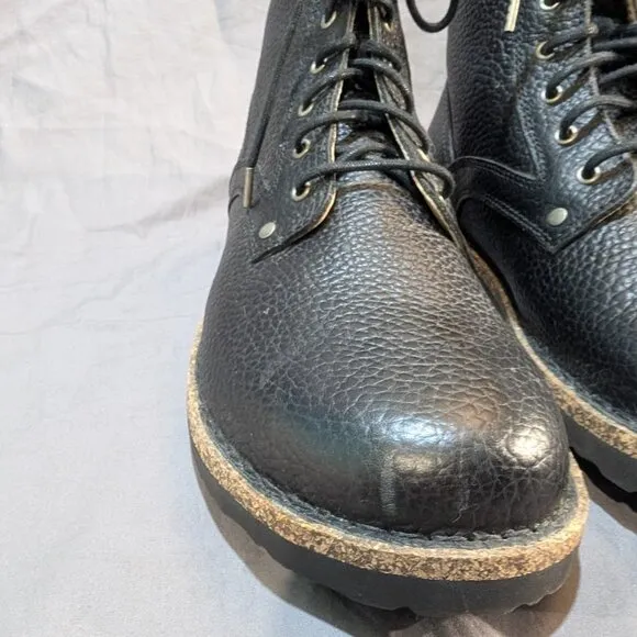 Bryson Natural Leather Black Lace Up Combat Boots Size 42