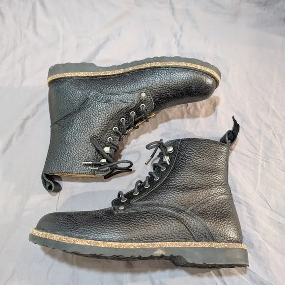 Bryson Natural Leather Black Lace Up Combat Boots Size 42