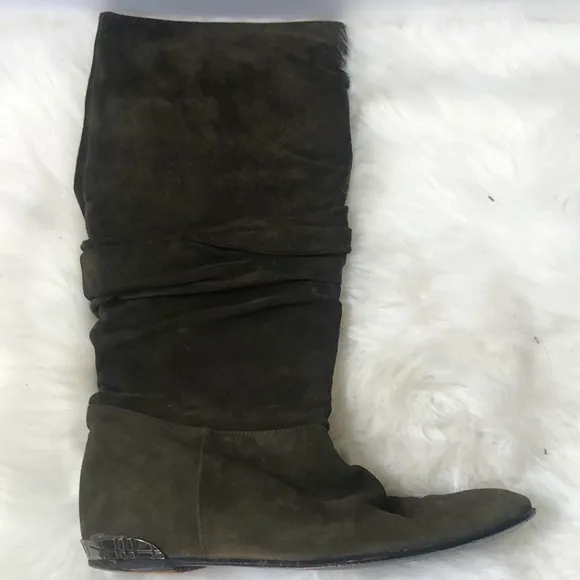 Burberry Suede Ruffle Boots Women's 36 COA