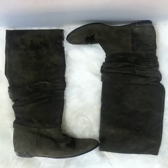 Burberry Suede Ruffle Boots Women's 36 COA