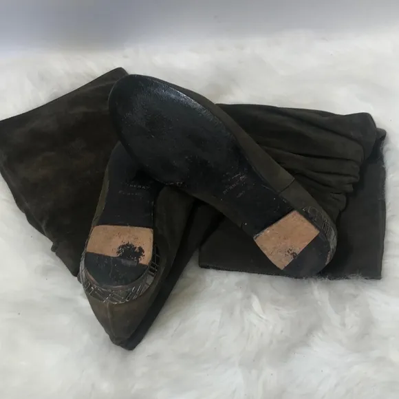 Burberry Suede Ruffle Boots Women's 36 COA