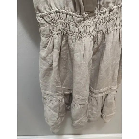 By Anthropologie Somerset Linen Mini Smocked Dress Size XXS