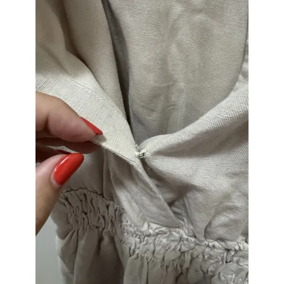 By Anthropologie Somerset Linen Mini Smocked Dress Size XXS