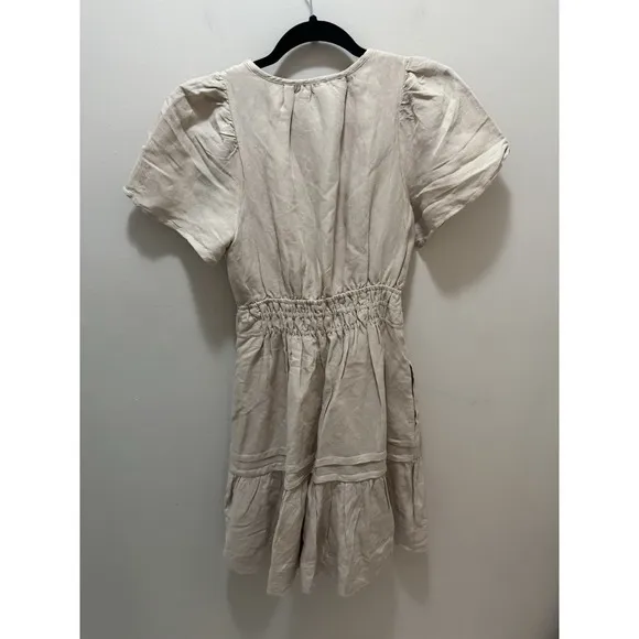 By Anthropologie Somerset Linen Mini Smocked Dress Size XXS