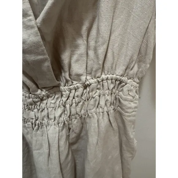 By Anthropologie Somerset Linen Mini Smocked Dress Size XXS