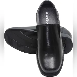 CALTO Men's Elevator Shoes - Black Leather Slip-On Loafers 3.6 Inches taller M 7