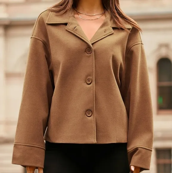 Caramel Versatile Collared Neck Jacket