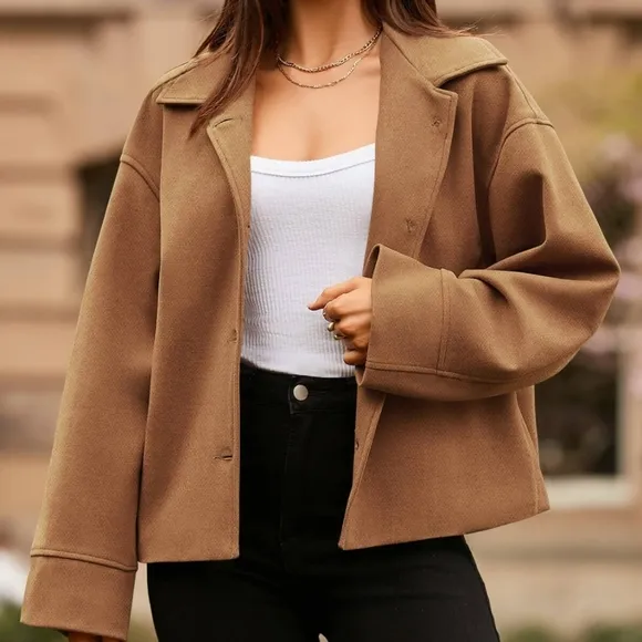 Caramel Versatile Collared Neck Jacket
