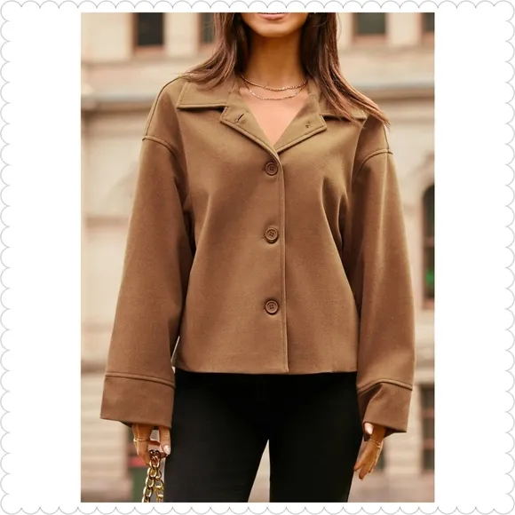 Caramel Versatile Collared Neck Jacket