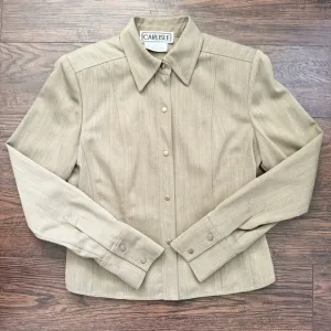 Carlisle 100% Wool Beige Button Up Collared Lightweight Jacket Womens Size 4