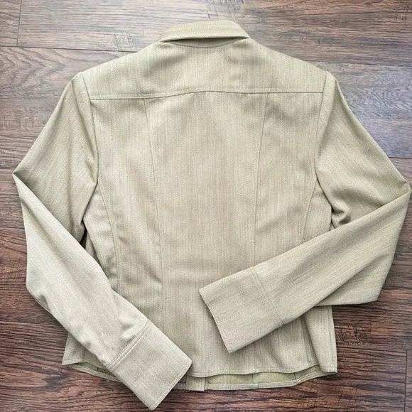 Carlisle 100% Wool Beige Button Up Collared Lightweight Jacket Womens Size 4