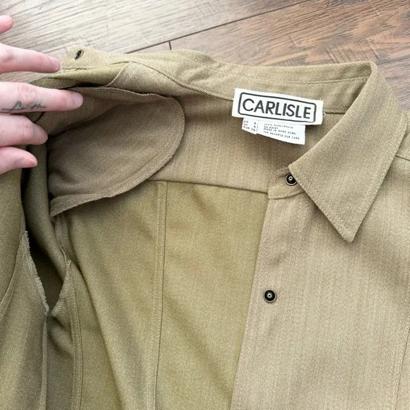 Carlisle 100% Wool Beige Button Up Collared Lightweight Jacket Womens Size 4