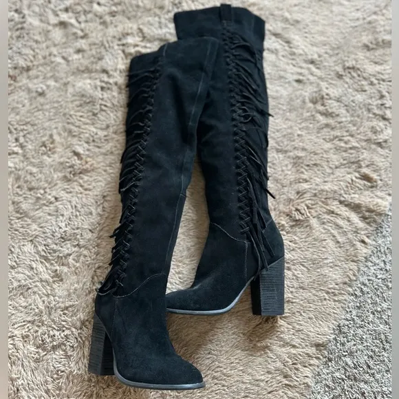 Carlos Santana Suede Knee-High Boots 7.5