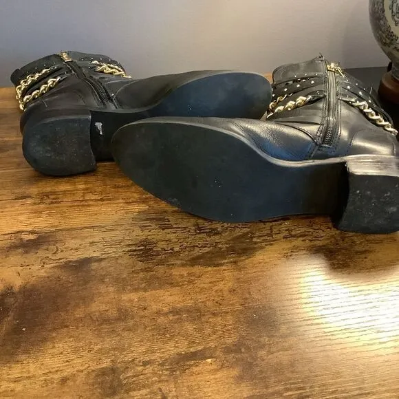 Carrano Black Leather Moto Boots👢