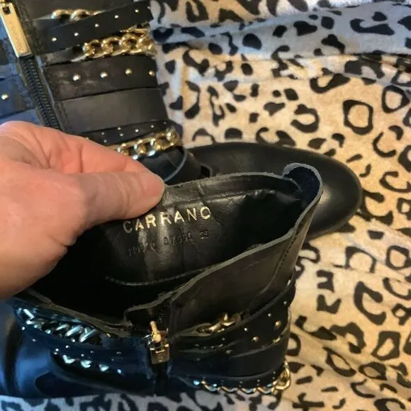 Carrano Black Leather Moto Boots👢